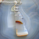 Dendrite Agate Natural Crystal Wire Wrapped Pendant Necklace