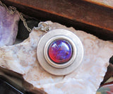 Dragon's Breath Opal Silver Frame Setting Pendant Necklace