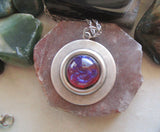 Dragon's Breath Opal Silver Frame Setting Pendant Necklace