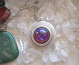 Dragon's Breath Opal Silver Frame Setting Pendant Necklace