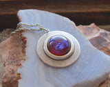 Dragon's Breath Opal Silver Frame Setting Pendant Necklace