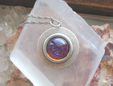 Dragon's Breath Opal Silver Frame Setting Pendant Necklace