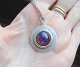 Dragon's Breath Opal Silver Frame Setting Pendant Necklace