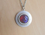 Dragon's Breath Opal Silver Frame Setting Pendant Necklace