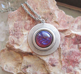 Dragon's Breath Opal Silver Frame Setting Pendant Necklace