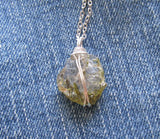 Green Epidote Quartz Natural Crystal Gemstone Pendant