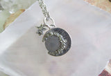 Gibeon Meteorite Silver Moon and Star Celestial Pendant Necklace