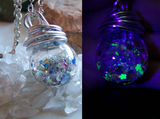Crystal Gazing Ball Iridescent Orbs Glow Pendant Necklace