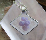 Natural Grape Agate Cluster on Ice Calcite Pendant Necklace