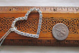 Vintage Iridescent Rhinestone Heart Pendant Necklace