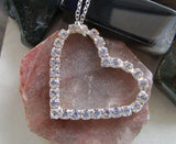 Vintage Iridescent Rhinestone Heart Pendant Necklace