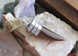 Amber Agate Natural Gemstone Horn Pendant Necklace