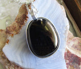 Natural Black Jet Wire Wrapped Stone Pendant Necklace
