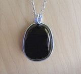 Natural Black Jet Wire Wrapped Stone Pendant Necklace