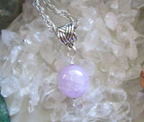 Lilac Pink Kunzite Crystal Ball Celtic Knot Pendant Necklace