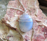 White Labradorite Natural Iridescent Crystal Pendant Necklace