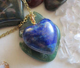 Blue Lapis Lazuli Gemstone Heart Pendant Necklace