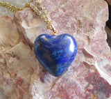 Blue Lapis Lazuli Gemstone Heart Pendant Necklace