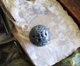 Natural Black Lava Rock Stone Bead Pendant Necklace