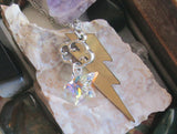 Crystal Aurora Borealis Star Lightning Bolt Pendant Necklace