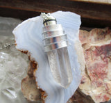 Light Up Blue LED Quartz Crystal Pendant Necklace