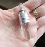 Light Up Blue LED Quartz Crystal Pendant Necklace