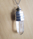 Light Up Blue LED Quartz Crystal Pendant Necklace