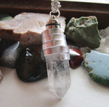 Red Light Up Natural LED Quartz Point Crystal Pendant Necklace