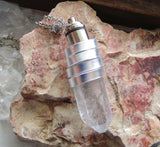 Red Light Up Natural LED Quartz Point Crystal Pendant Necklace