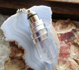 Red Light Up Natural LED Quartz Point Crystal Pendant Necklace