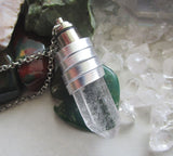 Red Light Up Natural LED Quartz Point Crystal Pendant Necklace