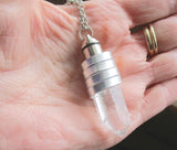 Red Light Up Natural LED Quartz Point Crystal Pendant Necklace