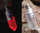 Red Light Up Natural LED Quartz Point Crystal Pendant Necklace