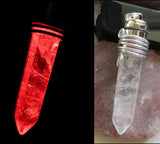Red Light Up Natural Polished Quartz Crystal Point Pendant Necklace