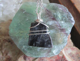 Black Star Moonstone Natural Crystal Wire Wrapped Pendant Necklace