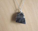 Black Star Moonstone Natural Crystal Wire Wrapped Pendant Necklace