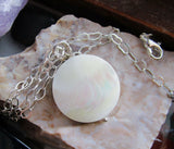 Mother of Pearl Natural Iridescent Shell Pendant Necklace
