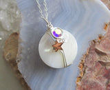 Mother of Pearl Aurora Borealis Swarovski Crystal Pendant Necklace