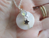 Mother of Pearl Aurora Borealis Swarovski Crystal Pendant Necklace