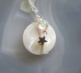 Mother of Pearl Aurora Borealis Swarovski Crystal Pendant Necklace