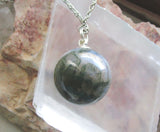Moss Agate Natural Gemstone Crystal Ball Pendant Necklace
