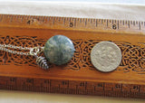 Natural Moss Agate Gemstone Silver Pine Cone Pendant Necklace