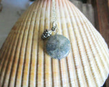 Natural Moss Agate Gemstone Silver Pine Cone Pendant Necklace