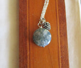 Natural Moss Agate Gemstone Silver Pine Cone Pendant Necklace