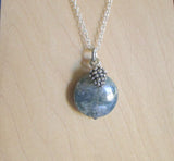 Natural Moss Agate Gemstone Silver Pine Cone Pendant Necklace