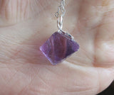 Purple Fluorite Octahedron Crystal Gemstone Pendant Necklace