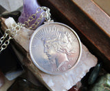 Antique 1925 Peace Dollar Sterling Silver Pendant Necklace