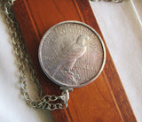 Antique 1925 Peace Dollar Sterling Silver Pendant Necklace