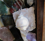 Satin White Czech Glass Pearl Wire Wrapped Pendant Necklace