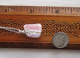 Pink Peruvian Opal Crystal Natural Gemstone Wire Wrapped Pendant Necklace